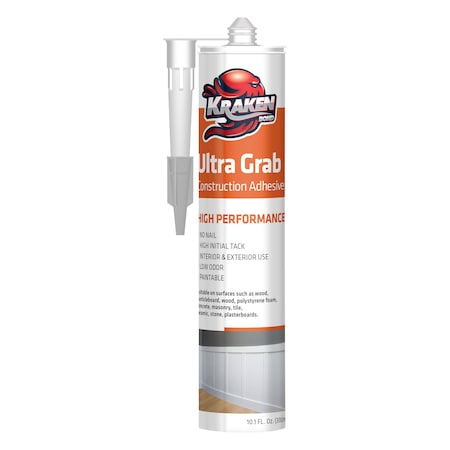 Krakenbond Krakenbond Ultra Grab Construction Adhesive - Seal Concrete, Tile, Glass, Granite, Wood, Instant Grab, 10.1 oz KR310ACS